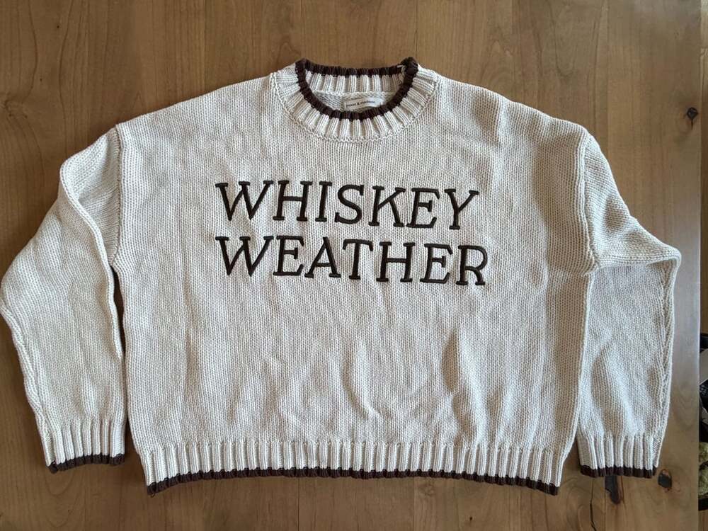 Moon & Madison Whiskey Weather Sweater Size L Cream Cotton